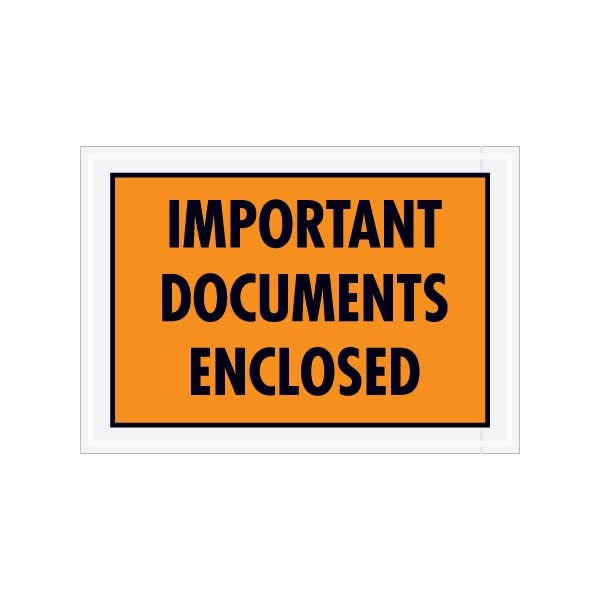 Bsc Preferred 5 1/4 x 7-1/2'' Orange ''Important Documents Enclosed'' Envelopes, 1000PK BUY00025837 - main